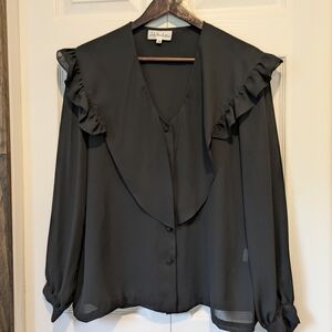 Chic Black Ruffled Blouse